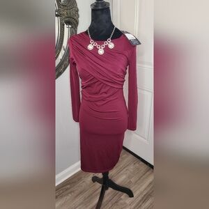 Haoduoyi burgundy form fitting dress
